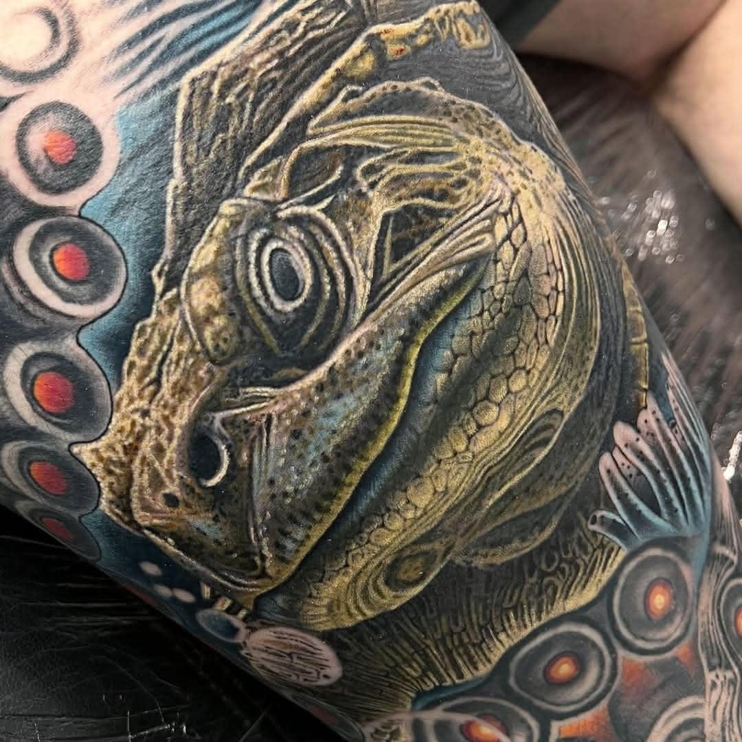 Colour realism turtle tattoo by Independence Ink in Camden.
