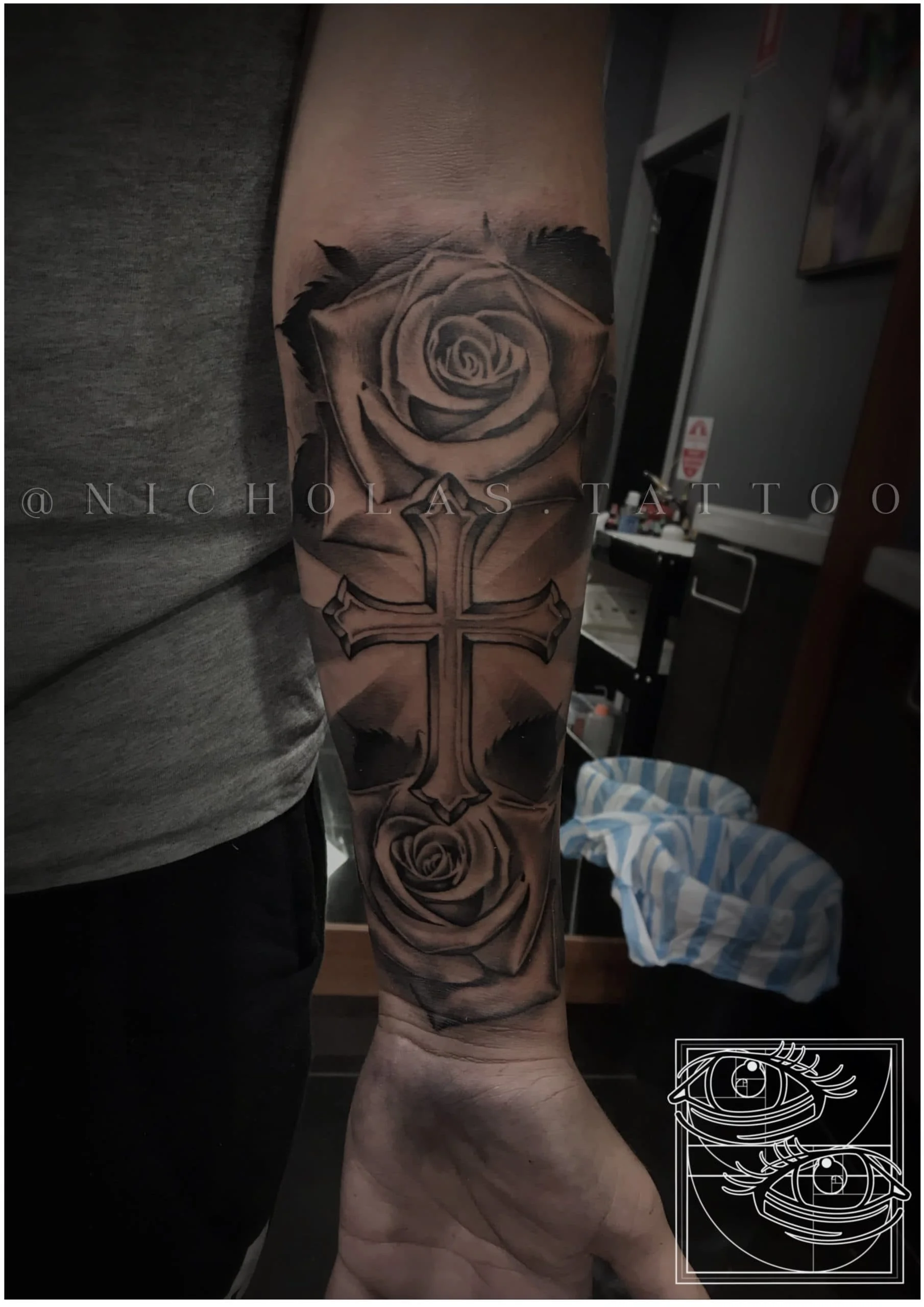 Cross Rose Tattoo