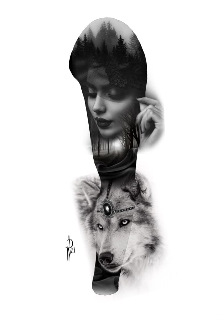 Lady and The Wolf Sleeve Design